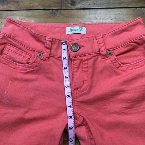 Seven7 coral ankle crop jeans women’s size 8 mid rise tangerine stretch denim - Picture 10 of 12
